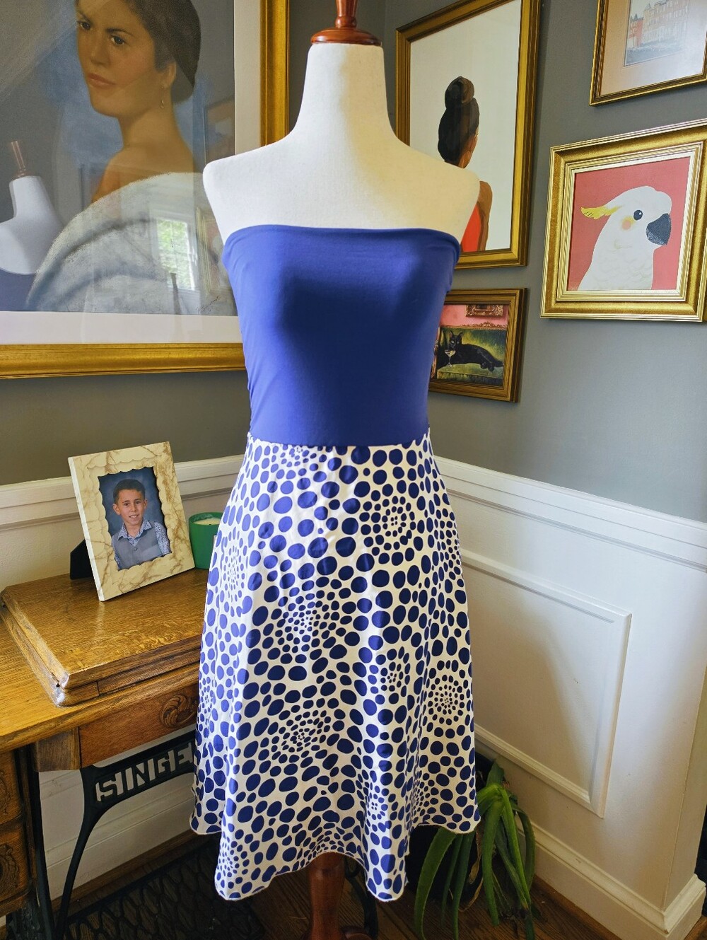 Alice + Olivia Purple and White Polka Dot Halter Dress Size Xs